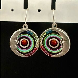 Colorful Moon Face Earrings